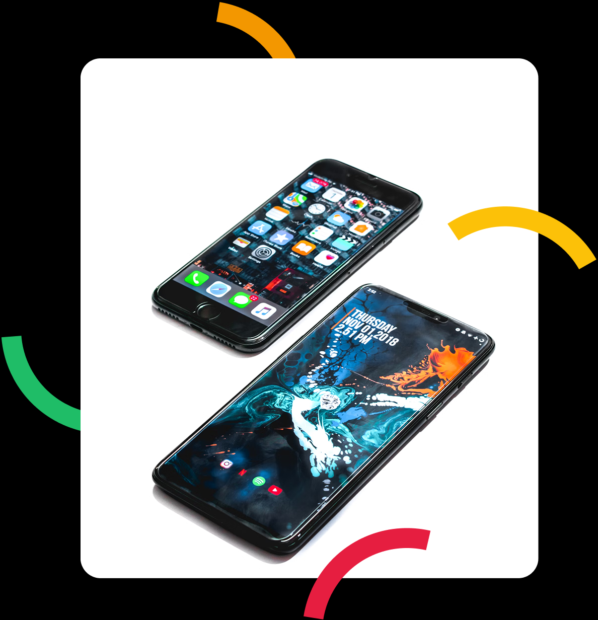 Students learning mobile app development in a classroom